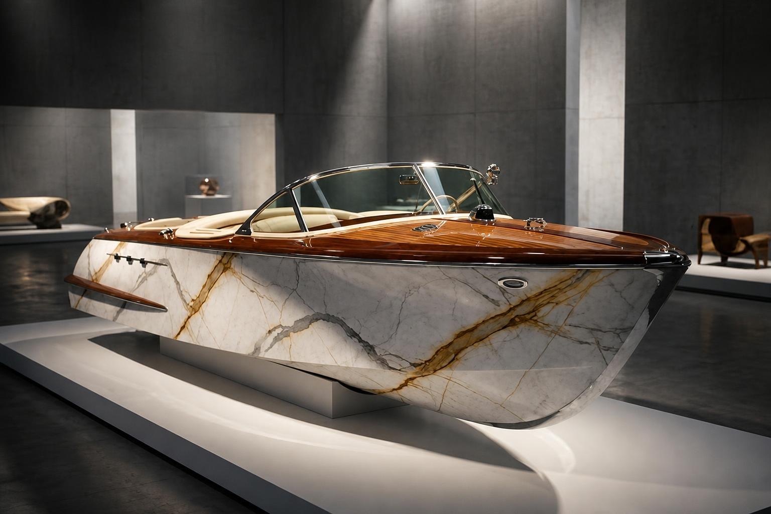 Portada editorial: Innovación en Piedra Natural: Recreación de la Riva Aquarama en Mármol Calacatta Gold